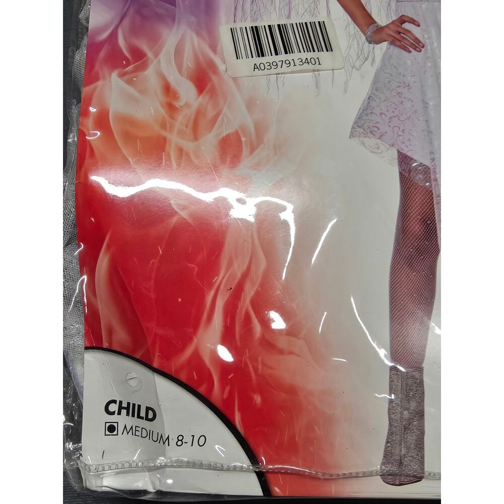 Angel Costume Kids Youth Medium Halloween Play White Wings Dress Headband Spirit - Picture 2 of 5